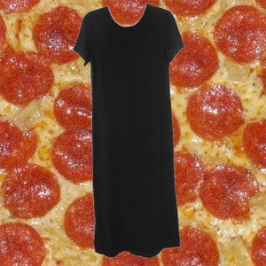 grunge 1990s vintage black maxi gothic lands end dress size small 6 8